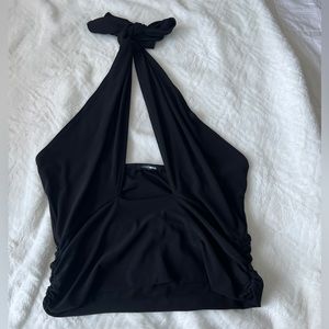 Black halter crop top